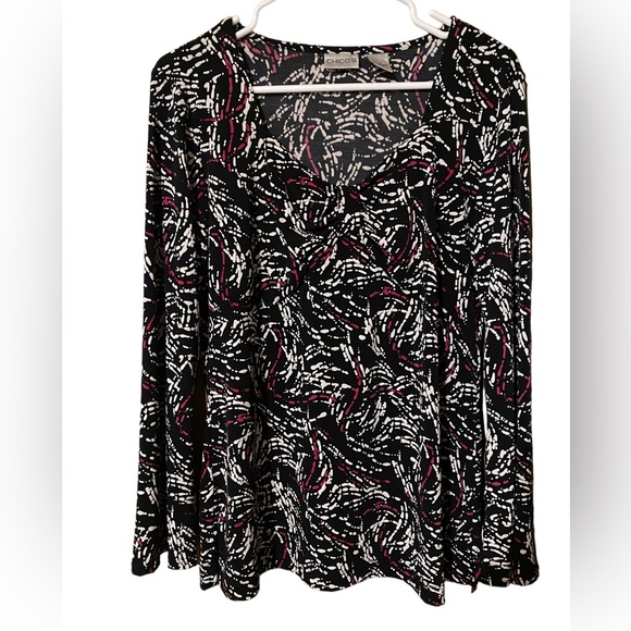 Chico's Tops - Chicos Blouse Size 1 US Medium Top Stretch Jersey Knit Long Sleeves Shirt
